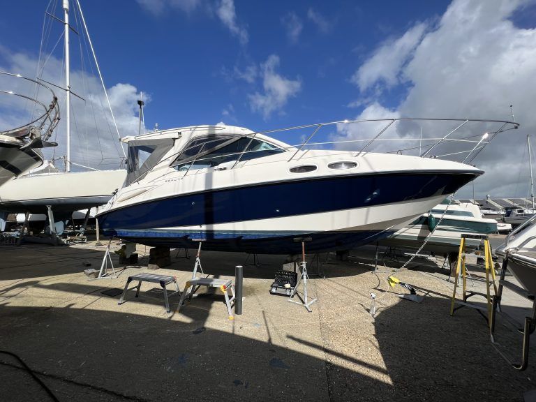 Premier yacht hull wrap navy 1