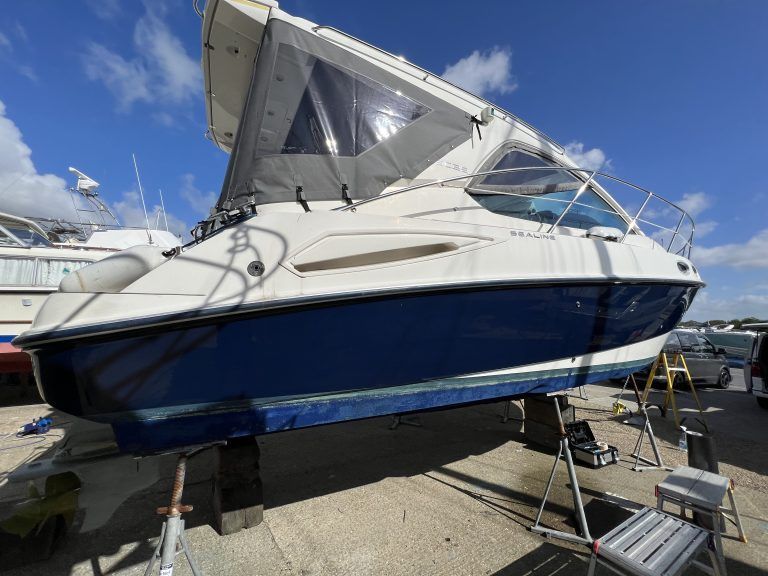 Premier yacht hull wrap navy 3