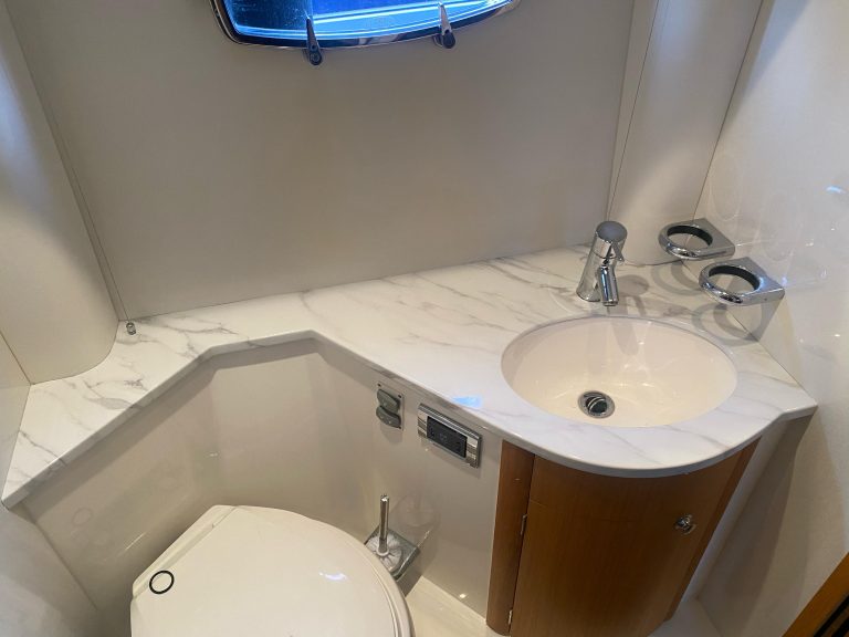 Premier yacht wraps bathroom after white marb