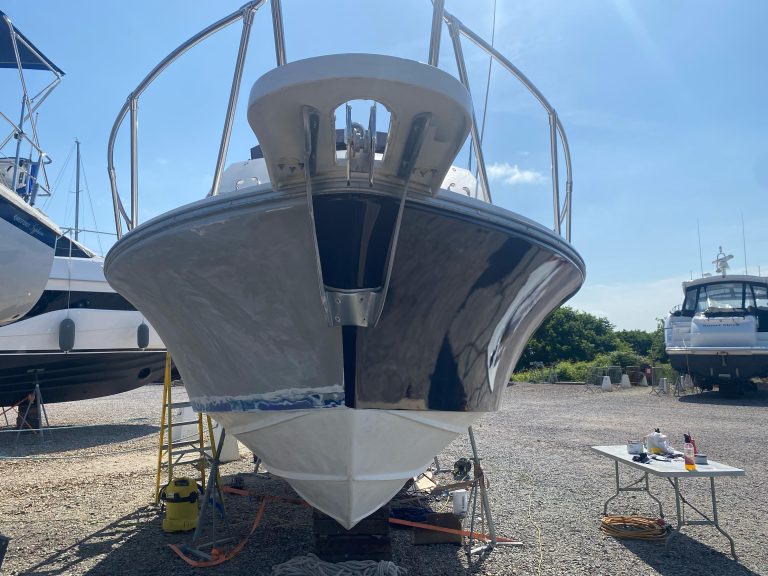 Premier yacht wraps hull transform blue 2