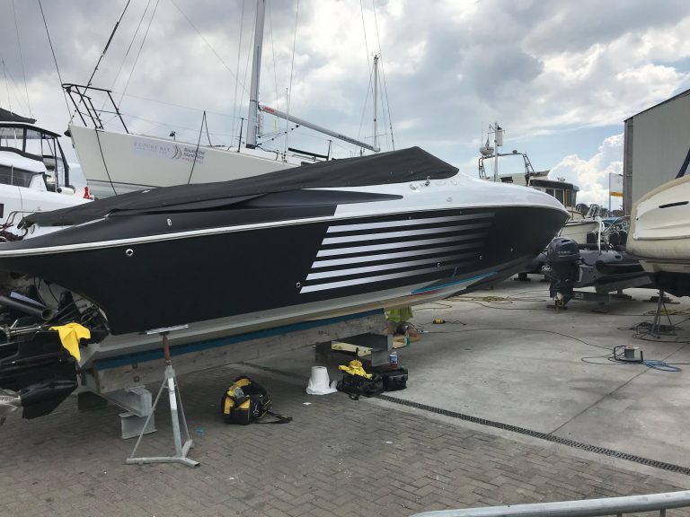 Premier yacht wraps printed colour stripe 2